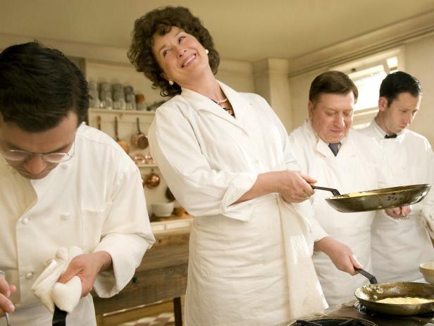 In this film publicity image released by Columbia Pictures, Meryl Streep portrays Julia Child in a scene from, "Julie & Julia."  The film was nominated Tuesday, Dec. 15, 2009 for a Golden Globe award for best motion picture comedy or musical. The awards will be held on Jan. 17, in Beverly Hills, Calif. (AP Photo/Columbia Pictures/Sony, Jonathan Wenk) 