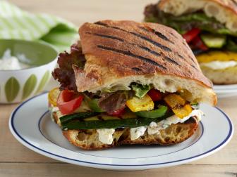 Kelsey Nixon's Grilled Vegetable Panini with Herbed Feta Spread for Cooking Channel