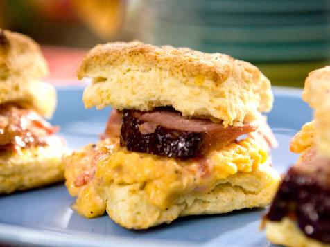 Mustard Glazed Baked Ham and Pimento Cheese Biscuits