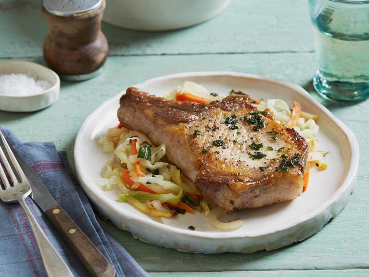 Sage Rubbed Pork Chops with Warm Apple Slaw Recipes Cooking Channel