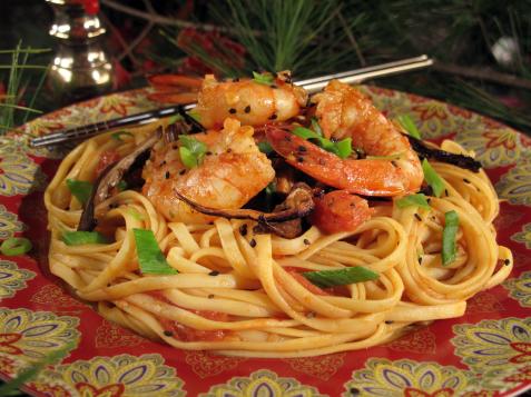 Spicy Szechuan Shrimp Linguine