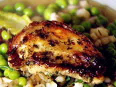 Cooking Channel serves up this Pan-Fried Partridge with a Delicate Pearl Barley, Pea and Lettuce Stew recipe from Jamie Oliver plus many other recipes at CookingChannelTV.com