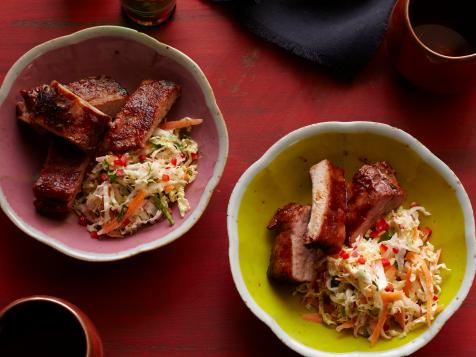 Spicy Soy Ribs with Sweet and Sour Slaw