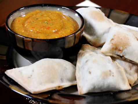 Spinach and Paneer Turnovers with Mango Basil Chutney