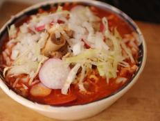 Cooking Channel serves up this Sanjuana's Pozole (Rich Corn and Pork Soup) recipe from Chuck Hughes plus many other recipes at CookingChannelTV.com