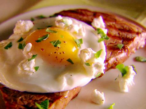 Grilled Tuscan Steak with Fried Egg and Goat Cheese