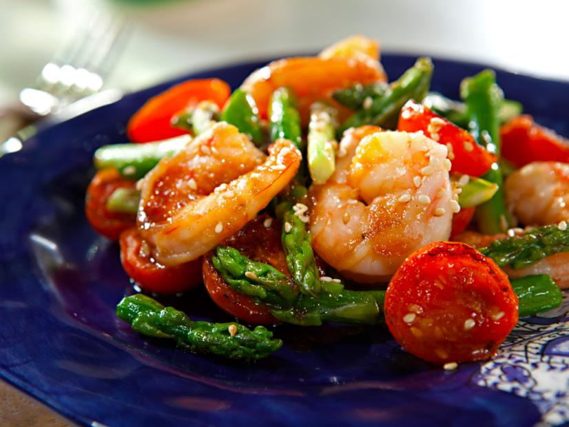 Sesame Shrimp and Asparagus Stir-Fry : Recipes : Cooking Channel Recipe