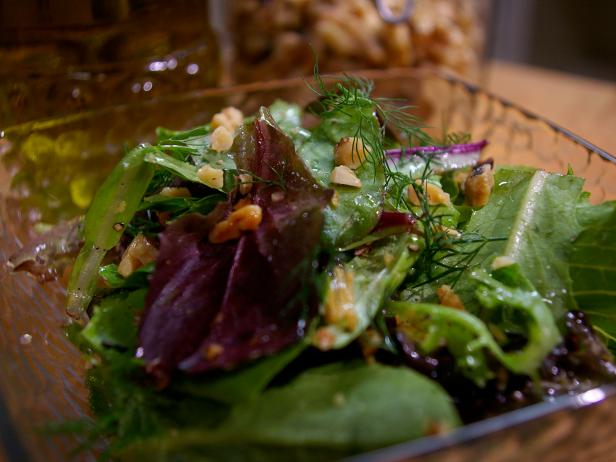 Mixed Greens Salad with Warm Walnut Dressing Recipe 