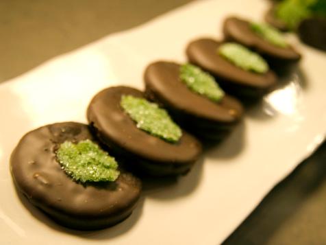 Dark Chocolate-Mint Shortbread with Crystallized Mint Cookies