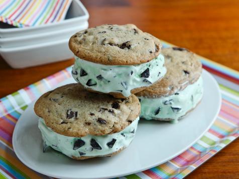 Giant Mint Chocolate Chip Ice Cream Sandwiches