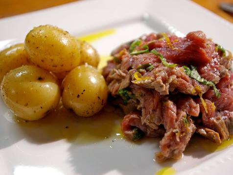 Basil Beef and Fingerlings with Olive Oil and Coarse Salt
