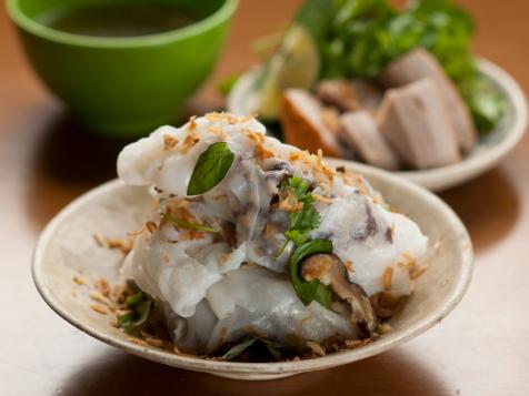 Handmade Rice Noodles Filled With Pork and Wood Ear Mushrooms: Banh Cuon Nong