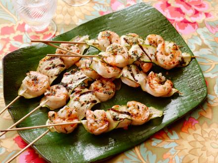 Zucchini Skewers - Zucchini Ribbon Skewers with Lemon Garlic Butter