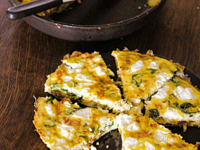 Spinach, Bacon, and Goat Cheese Frittata Recipes Cooking Channel