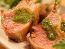 Cooking Channel serves up this Roasted Rack of Lamb Steak with Chimichurri Sauce recipe  plus many other recipes at CookingChannelTV.com