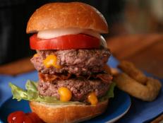 Cooking Channel serves up this Double-Stacked Juicy Lucy Burgers recipe  plus many other recipes at CookingChannelTV.com