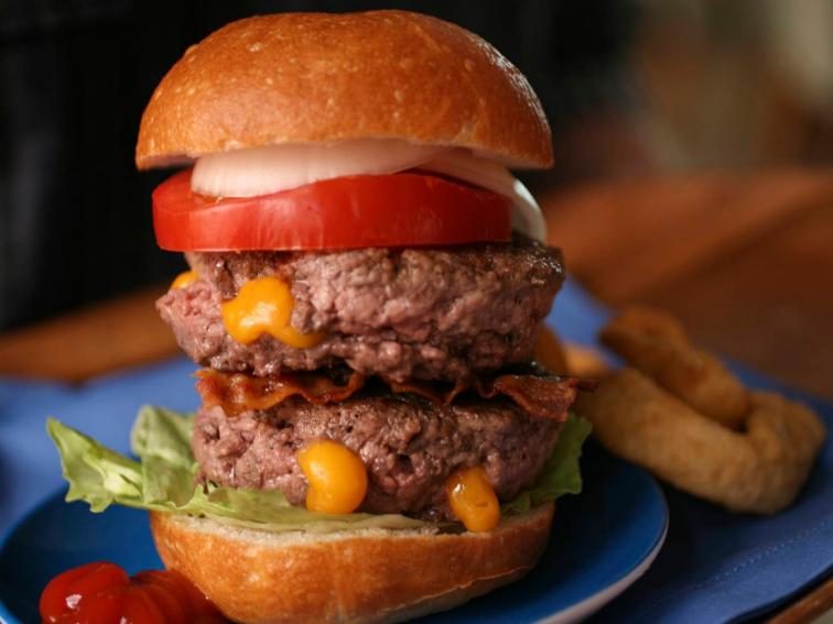 Double-Stacked Juicy Hamburger Recipe : Cooking Channel Recipe ...