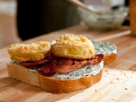 Fried Green Tomato BLT with Sweet Basil Mayo