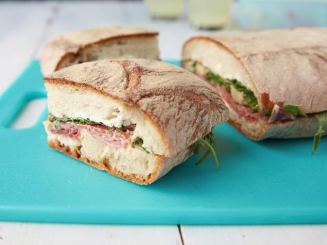 Pressed Picnic Sandwich with Roasted Red Pepper and Pepperoncini Spread