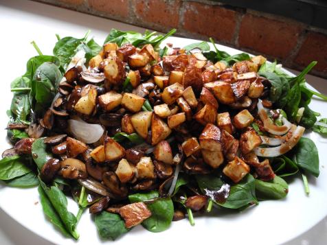 Baby Spinach with Balsamic Roasted Potatoes and Sweet Dijon Vinaigrette