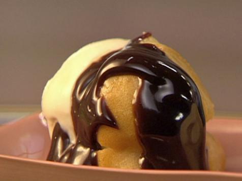 Profiteroles with Vanilla Ice Cream and Chocolate Sauce