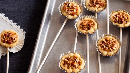 Phyllo pastry cups filled with traditional pecan pie. Take pecan