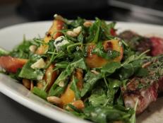 Cooking Channel serves up this Peach and Blue Cheese Salad recipe from Michael Symon plus many other recipes at CookingChannelTV.com