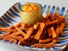 Cooking Channel serves up this Sweet Potato Fries with Chili Coconut Dip recipe from Bal Arneson plus many other recipes at CookingChannelTV.com