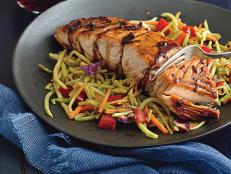 Cooking Channel serves up this Seared Ginger-Balsamic Salmon with Hot and Sour Slaw recipe  plus many other recipes at CookingChannelTV.com