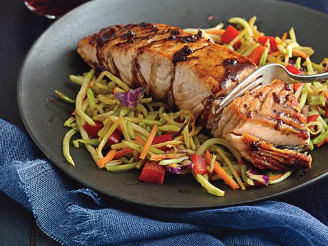 Seared Ginger-Balsamic Salmon with Hot and Sour Slaw