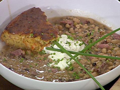 Black-Eyed Pea Soup with Ham Hocks and Creme Fraiche