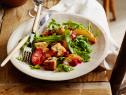 ARUGULA AND ROASTED FRUIT SALAD WITH PANETTONE CROUTONS
Giada De Laurentiis
Cooking Channel
Panettone, Cranberries, Red Seedless Grapes, Bartlett Pears, Plums, Butter, Lemon
Juice and Zest, Sugar, Orange Blossom Honey, Canola Oil, Salt, Heavy Cream, Arugula