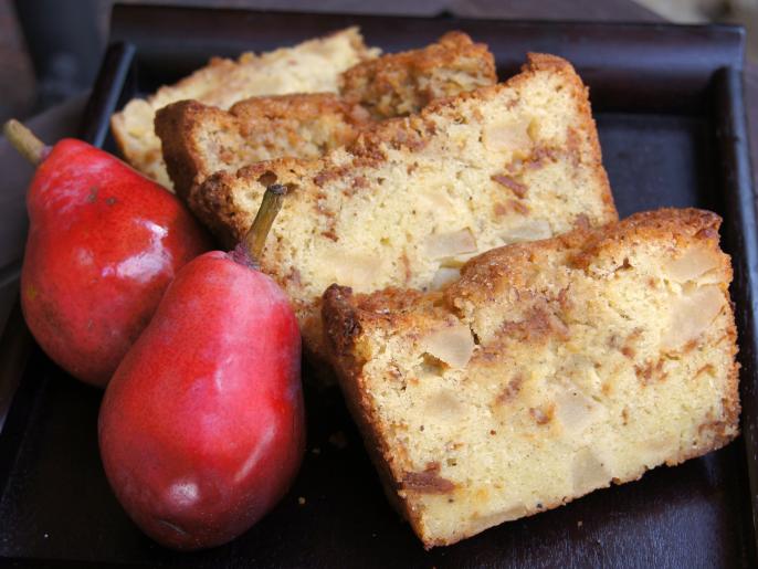 Caramelized Pear, Black Pepper, Honey and Goat Cheese Pound Cake