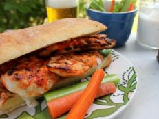 Cooking Channel serves up this BBQ'd Buffalo Chicken Hoagies recipe  plus many other recipes at CookingChannelTV.com