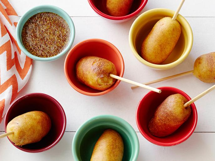 Chorizo Corn Dogs with Grainy Maple Mustard Recipe Nadia G Cooking