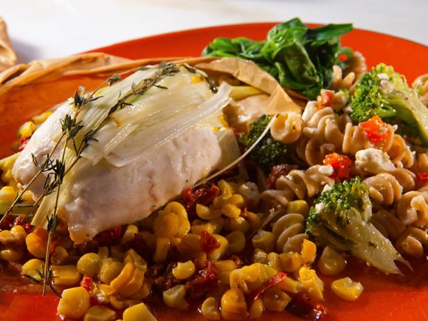 Flounder with Corn and Tomatoes