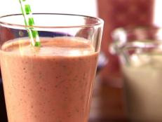 Cooking Channel serves up this Strawberry-Basil Yogurt Cooler - Lassi recipe from Aarti Sequeira plus many other recipes at CookingChannelTV.com