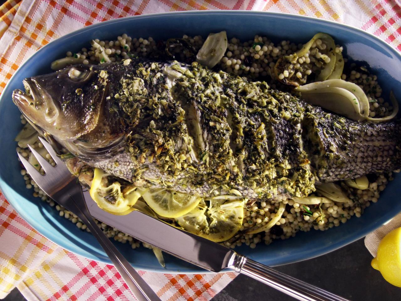 Roasted Whole Black Bass : Recipes : Cooking Channel Recipe, Kelsey Nixon