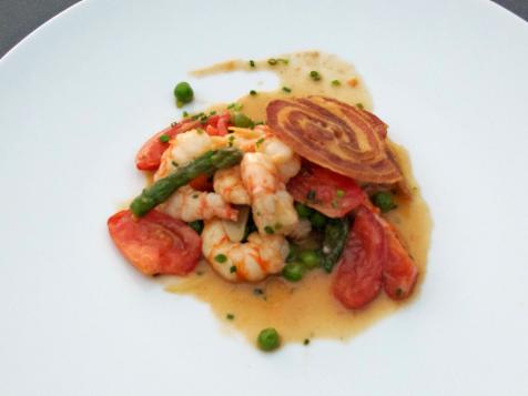 Sauteed Spot Prawns with Summer Vegetables