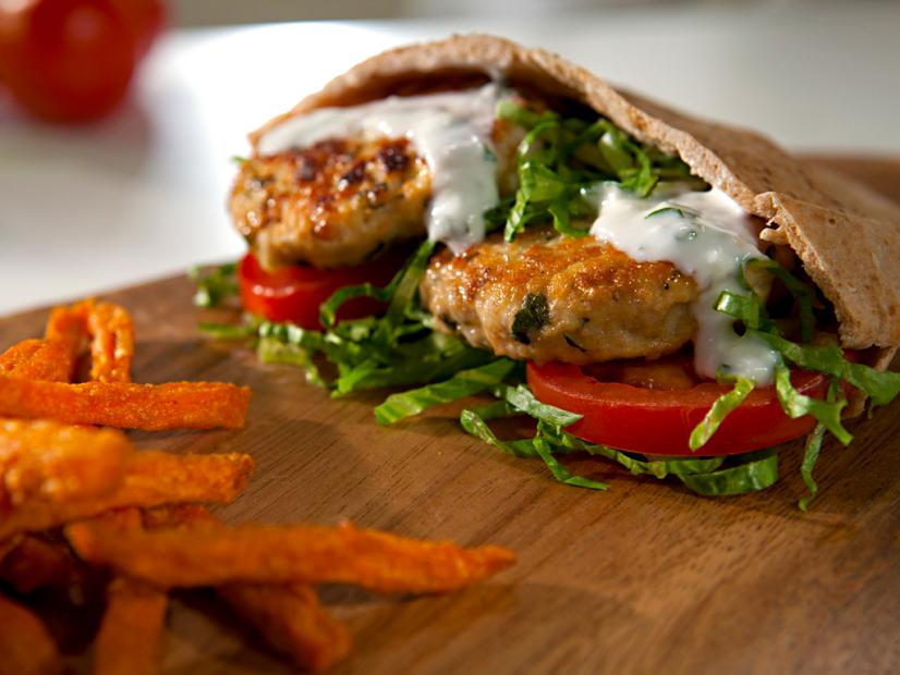 Greek Chicken Burgers : Recipes : Cooking Channel Recipe | Cooking Channel