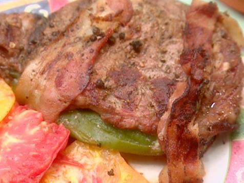 Grilled Green Chile-Stuffed Pepper Steaks Wrapped in Bacon