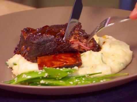 Braised Hoisin Beer Short Ribs with Creamy Mashed Yukons and Sesame Snow Peas