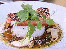 Cooking Channel serves up this Grilled Oregon Chinook in Matsutake Ginger Broth recipe  plus many other recipes at CookingChannelTV.com