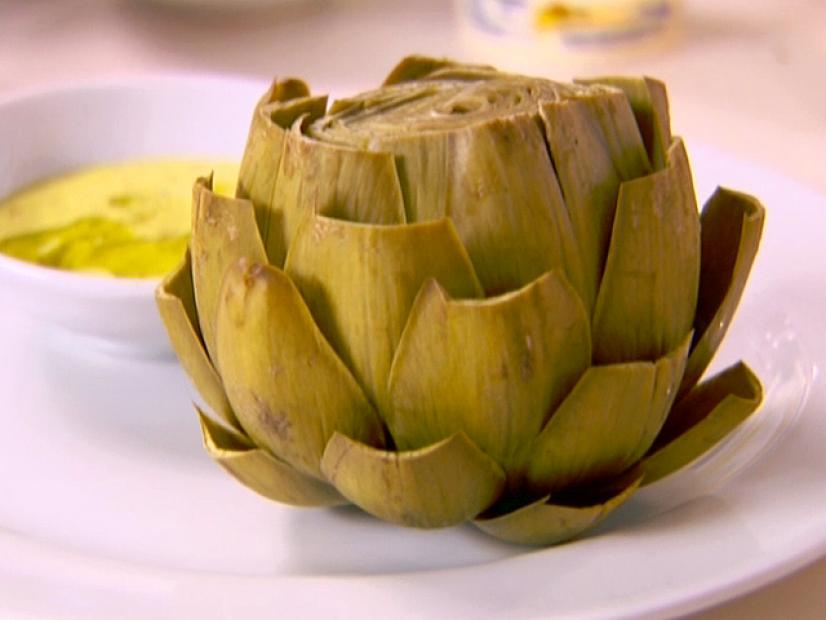 Steamed Artichokes with Almond Saffron Dip Recipes Cooking Channel