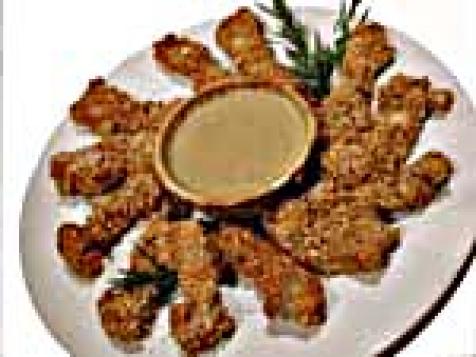 Peanut Coated Chicken Thigh Tenders with Curry Coconut Sauce