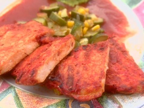 Red Chile Pork Cutlets, Cervantes Style: Chuletas de Serdo en Chile Rojo, Estillo Cervantes