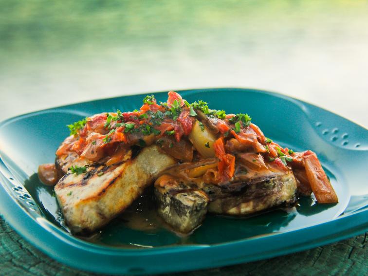 Grilled Swordfish with Candied Shallot and Sundried Tomato Beurre Blanc