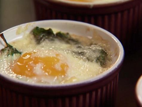 Baked Eggs with Canadian Bacon, Spinach, and Aged Cheddar