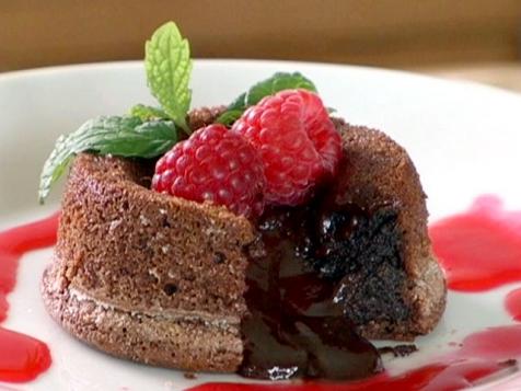 Molten Chocolate Cakes with Raspberry Sauce