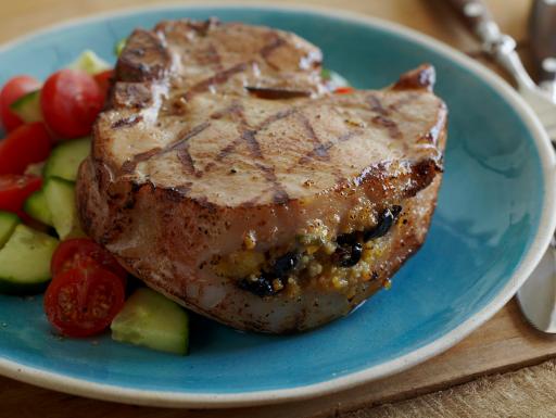 Stuffed Grilled Pork Chops : Recipes : Cooking Channel Recipe | Alton ...